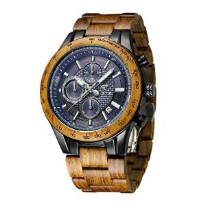 VICVS Men's Wood and Stainless Steel Chronograph Watch