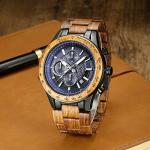 VICVS Men's Wood and Stainless Steel Chronograph Watch