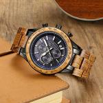 VICVS Men's Wood and Stainless Steel Chronograph Watch