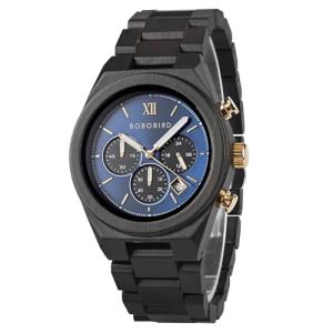 Men's BOBO BIRD Wood Chronograph Watch - Ebony Blue