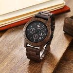 VICVS Men's Walnut Wooden Watch with Date Display