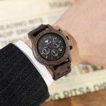 VICVS Men's Walnut Wooden Watch with Date Display