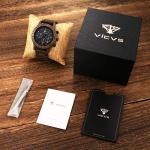 VICVS Men's Walnut Wooden Watch with Date Display