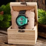 BOBO BIRD Men's Green Ebony Wood Watch