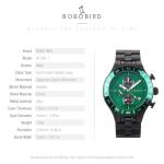 BOBO BIRD Men's Green Ebony Wood Watch