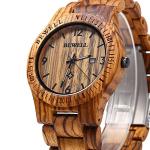 BEWELL Men's Zebra Wood Analog Watch