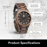Treehut Men's Ebony Wood Watch with Quartz Movement
