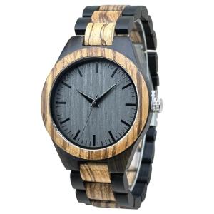 Men's 45mm Dark Grey Dial Wood Watch