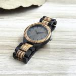 Men's 45mm Dark Grey Dial Wood Watch