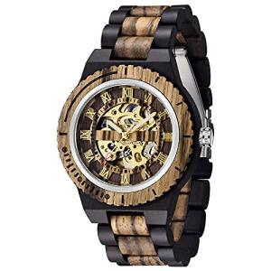 Dentily Men's Skeleton Wooden Self-Winding Watch