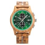 BOBO BIRD Men's Green Wooden Chronograph Watch