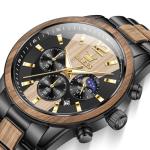Black Wood Luxury Men's Chronograph Watch 42MM
