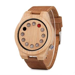 BOBO BIRD Men's Bamboo Wood Watch with Leather Strap