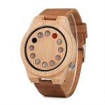 BOBO BIRD Men's Bamboo Wood Watch with Leather Strap