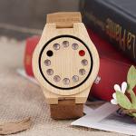 BOBO BIRD Men's Bamboo Wood Watch with Leather Strap