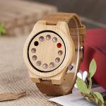 BOBO BIRD Men's Bamboo Wood Watch with Leather Strap