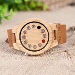 BOBO BIRD Men's Bamboo Wood Watch with Leather Strap