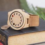 BOBO BIRD Men's Bamboo Wood Watch with Leather Strap