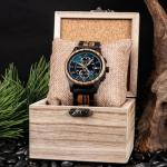 BOBO BIRD Men's Blue Wooden Chronograph Watch