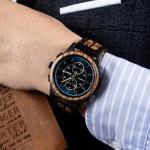 BOBO BIRD Men's Blue Wooden Chronograph Watch