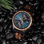 BOBO BIRD Men's Blue Wooden Chronograph Watch