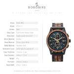 BOBO BIRD Men's Blue Wooden Chronograph Watch