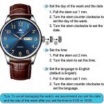 OLEVS Men's Brown Leather Band Wood Watch
