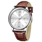 OLEVS Men's Brown Leather Minimalist Wood Watch