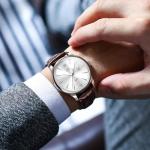 OLEVS Men's Brown Leather Minimalist Wood Watch