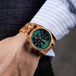 BOBO BIRD Men's Green Wooden Chronograph Watch