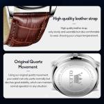 OLEVS Men's Brown Leather Minimalist Wood Watch