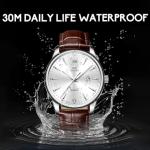 OLEVS Men's Brown Leather Minimalist Wood Watch