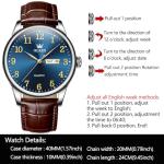 OLEVS Men's Blue Face Leather Watch