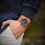 Blue Zeitholz Men's Wooden Chronograph Watch