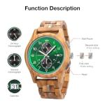 BOBO BIRD Men's Green Wooden Chronograph Watch