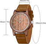 Men's Natural Walnut Wood Watch - Handmade 40mm