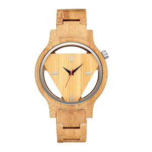 Men's Minimalist Engraved Wooden Triangle Watch