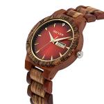 MII YEW Men's Lightweight Red Dial Wood Watch