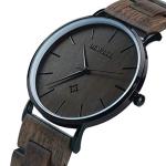 BEWELL Slim Black Wooden Analog Couple Watch