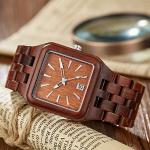 Dentily Men's Wooden Watch with Rectangle Dial