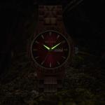 MII YEW Men's Lightweight Red Dial Wood Watch