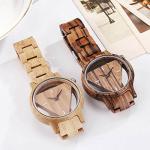 Men's Minimalist Engraved Wooden Triangle Watch