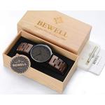 BEWELL Slim Black Wooden Analog Couple Watch