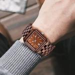 Dentily Men's Wooden Watch with Rectangle Dial