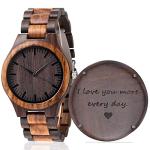 Engraved Brown Wood Watch for Him - Love You