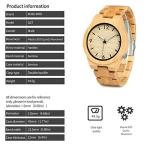 BOBO BIRD Men's Bamboo Watch with Luminous Pointer