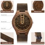 Timever Men's Wooden Watch with Leather Strap