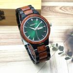 MIEASVE Men's Quartz Wood Watch with Calendar