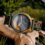 BOBO BIRD Men's Colorful Wooden Quartz Watch