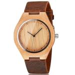 CUCOL Men's Wooden Watch with Leather Strap